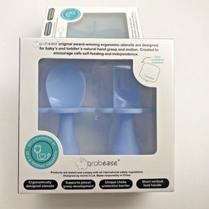 Grabease Ergonomic Baby & Toddler Self Feeding Utensil Set 6m+ -Blue-